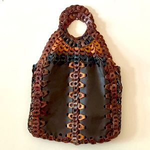 Woven leather tote bag